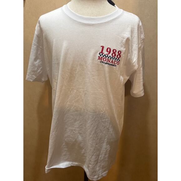 Monaco Formula 1 Tee by BrandMakers Group - White, Red/Black Embroidery, L NWT - Picture 1 of 9